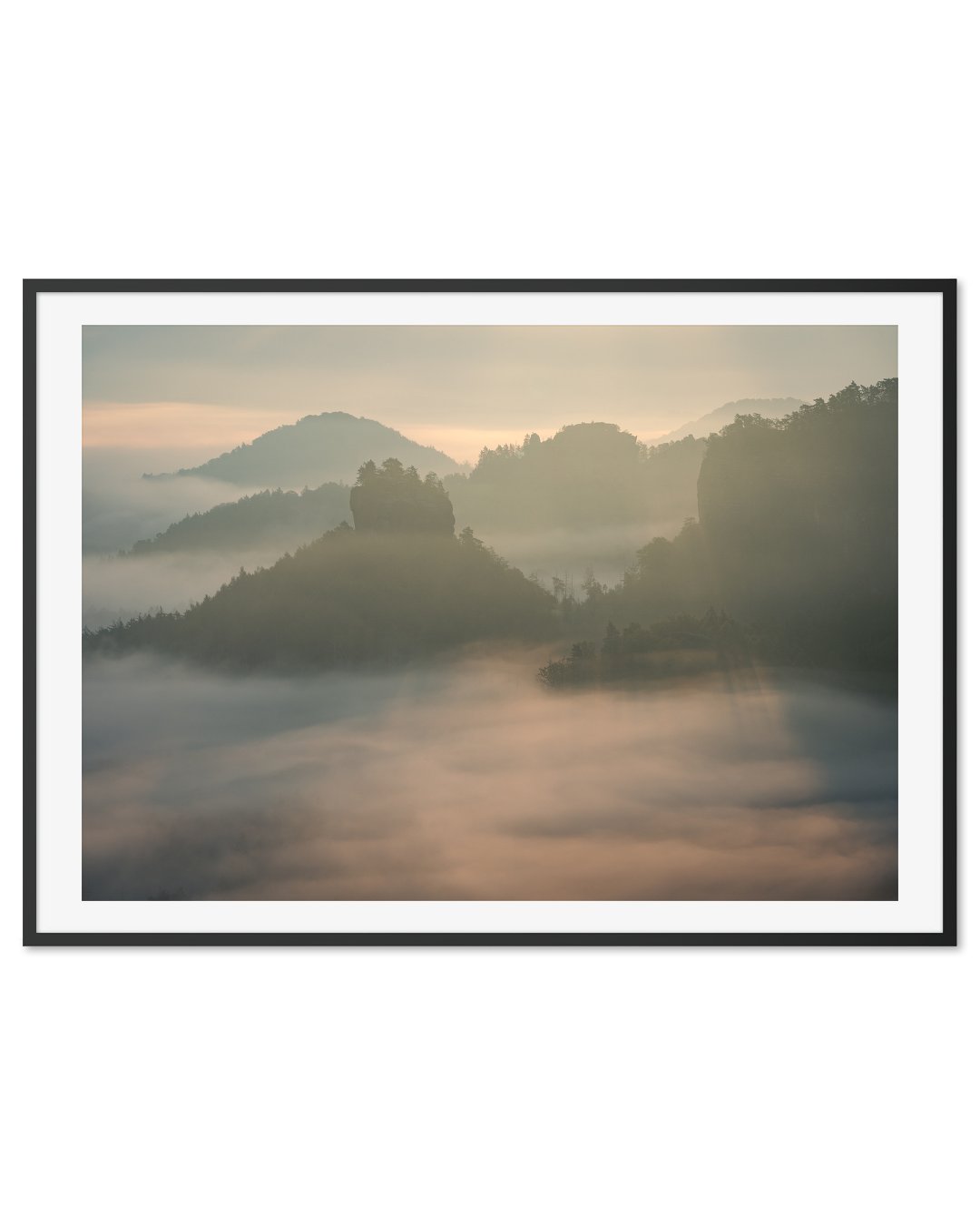 Magical misty atmosphere over Saxon Switzerland